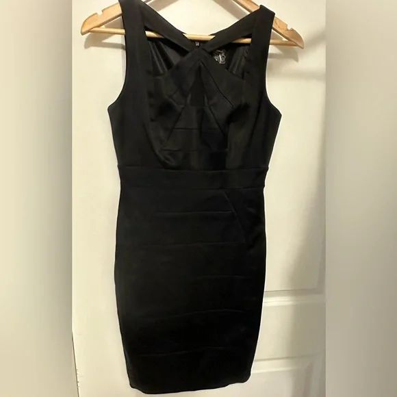 jax satin dress NEW Jax size 2 black satin dress. Lined. Back zip. Front Cutout